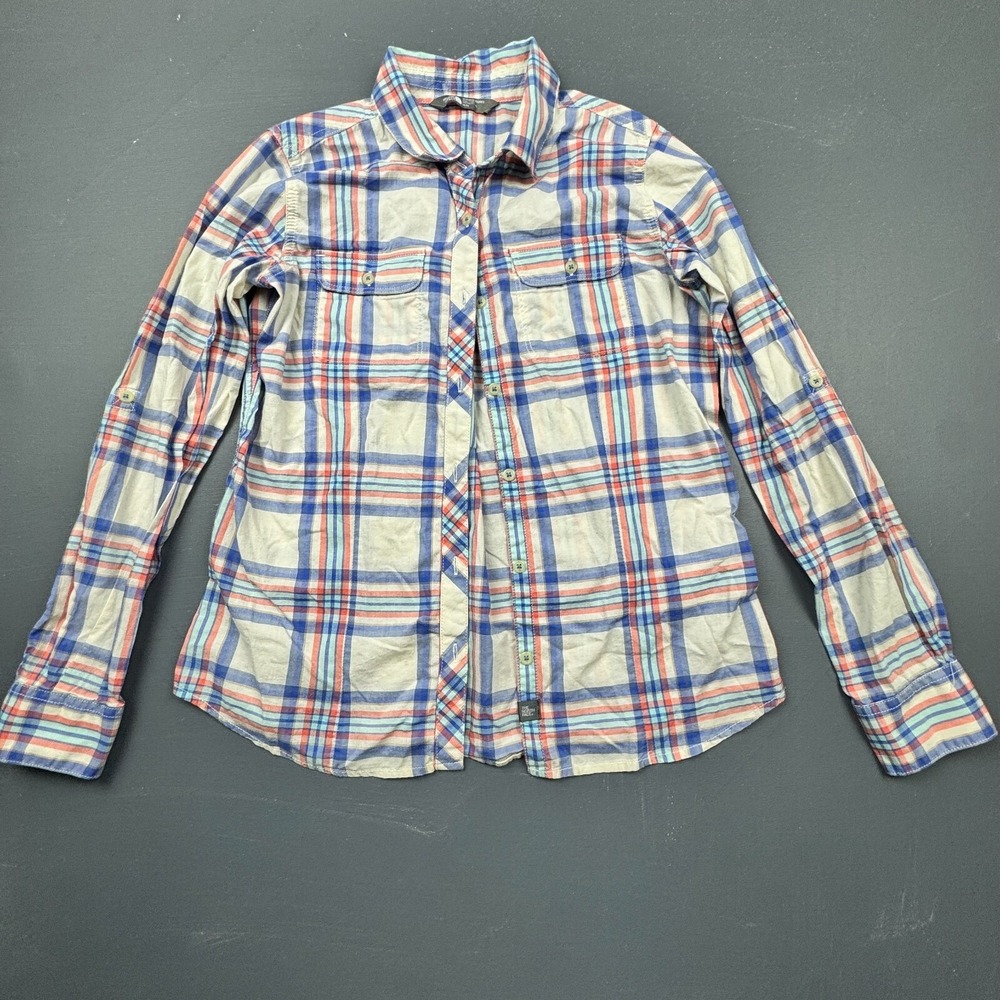 The North Face Women's Medium Plaid Long Sleeve Button Front Cotton Casual Shirt
